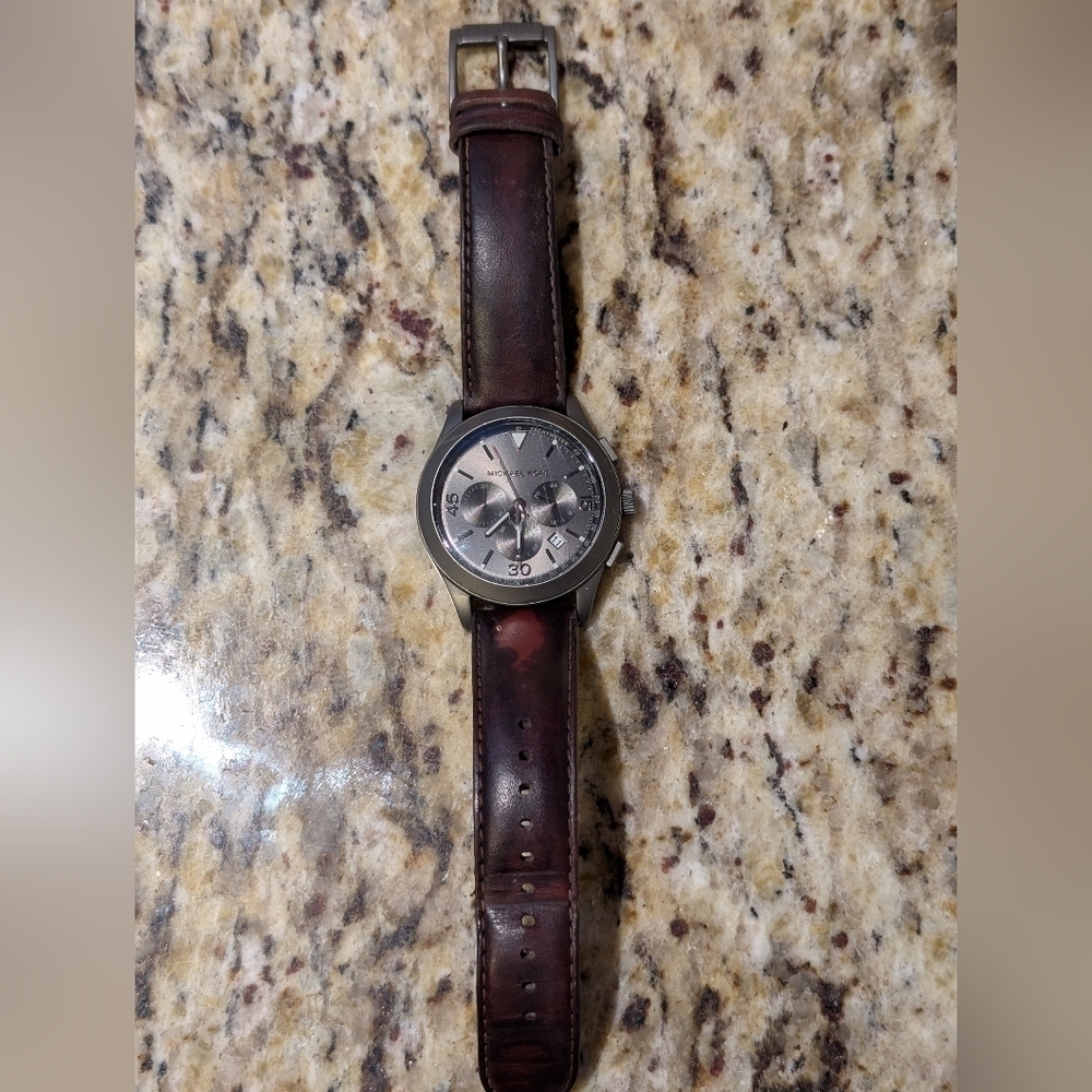 Michael Kors Gareth Men's Watch MK8471 Brown Leather Band - Picture 2 of 8